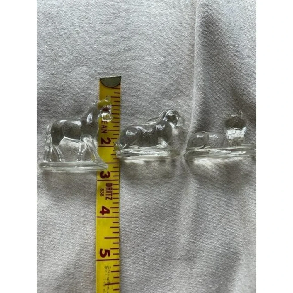 Vintage 3 Solid Glass Figures Horse, Bunny, Cat